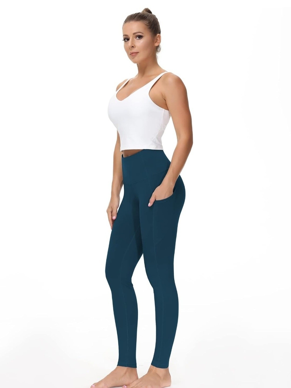 The GYM PEOPLE High-Waist Pocket Leggings in Dark blue Green Color for Women NWT